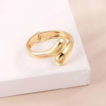 Joya Love Chunky Gold Cuff Bangle Bracelet for Women