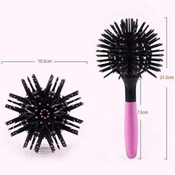 Aaiffey 3D Round Hair Brushes for Women - Blow Drying, Detangling 360-Degree Styling Brush for Thick...