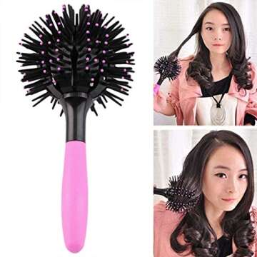 Aaiffey 3D Round Hair Brushes for Women - Blow Drying, Detangling 360-Degree Styling Brush for Thick Curly Hair