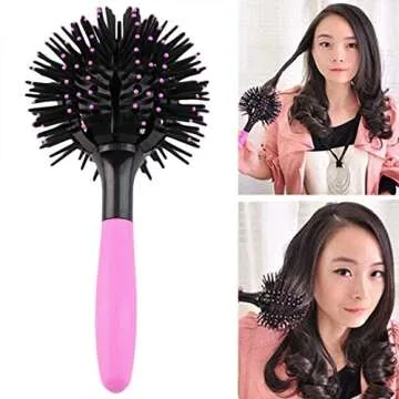 Aaiffey 3D Round Hair Brushes for Women - Blow Drying, Detangling 360-Degree Styling Brush for Thick Curly Hair