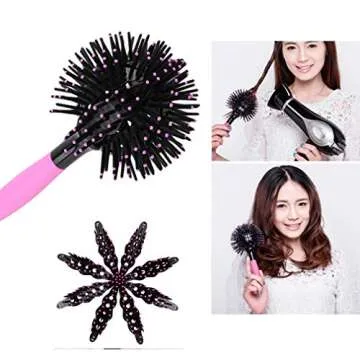 Aaiffey 3D Round Hair Brushes for Women - Blow Drying, Detangling 360-Degree Styling Brush for Thick Curly Hair