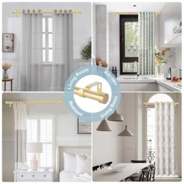 VOIIY 2 Pack Gold Curtain Rods for Windows 18 to 45 Inch(1.5-3.75 Feet),1" Diameter Drapery Rods with Modern Style End Cap Finials,Size:18-45 Inch