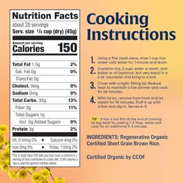 Lundberg Short Grain Brown Rice, Regenerative Organic Certified – Slightly Nutty, Sticky Rice Responsibly Grown in California, 32 Oz