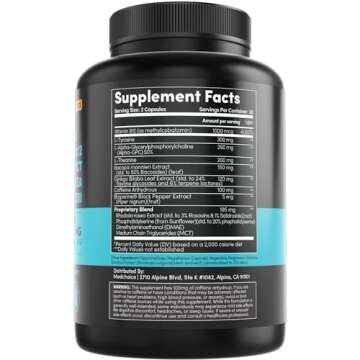 12-in-1 Nootropic Brain Supplement with Caffeine Anhydrous: Ginkgo Biloba for Brain Support, Memory ...