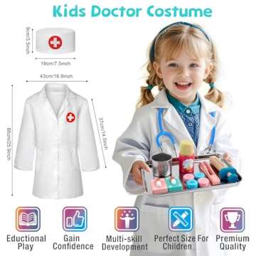 Doctor Kit for Toddlers 3-5, Doctor Kit for Kids, Pretend Doctor Playset, Durable Medical Kit with Toy Stethoscope, Medical Bag and Other Accessories, Doctor Toy Gifts for Boys and Girls Ages 3+
