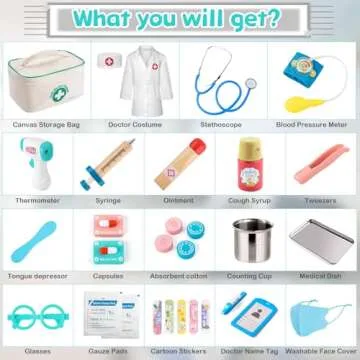 Doctor Kit for Toddlers 3-5, Doctor Kit for Kids, Pretend Doctor Playset, Durable Medical Kit with Toy Stethoscope, Medical Bag and Other Accessories, Doctor Toy Gifts for Boys and Girls Ages 3+