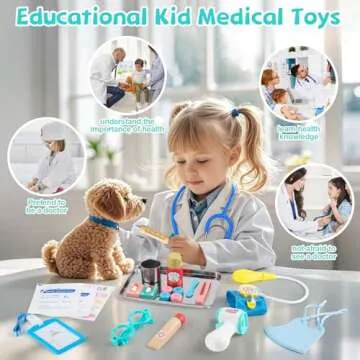Doctor Kit for Toddlers 3-5, Doctor Kit for Kids, Pretend Doctor Playset, Durable Medical Kit with Toy Stethoscope, Medical Bag and Other Accessories, Doctor Toy Gifts for Boys and Girls Ages 3+