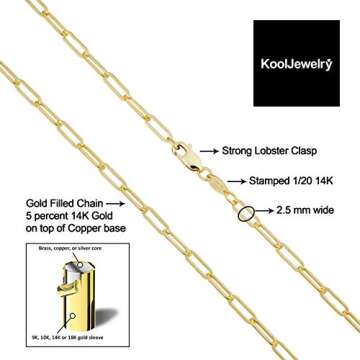 Kooljewelry 14k Gold Filled Paperclip Chain Necklace