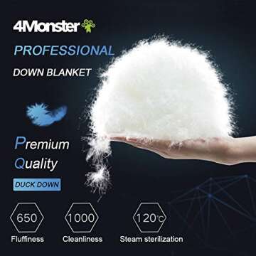 4Monster Outdoor Down Blankets Camping Blanket 650 Fill Travel Down Quilt Compact Waterproof for Pic...