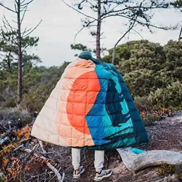 4Monster Outdoor Down Blankets Camping Blanket 650 Fill Travel Down Quilt Compact Waterproof for Picnics, Beach Trips, Camping and Backpacking (National Park A, 54 * 80")