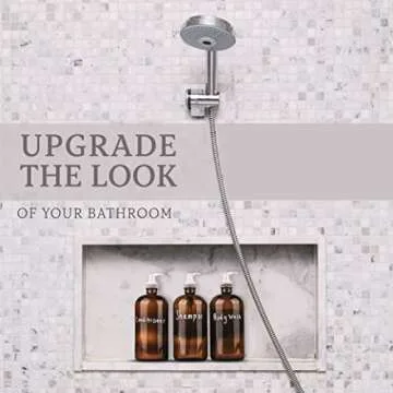 32 Ounce Glass Pump Dispenser Bottle, Large Amber Container with Pump for Shower and Bath Shampoo Soap Conditioner Lotion - 1 Liter - by Kitchentoolz