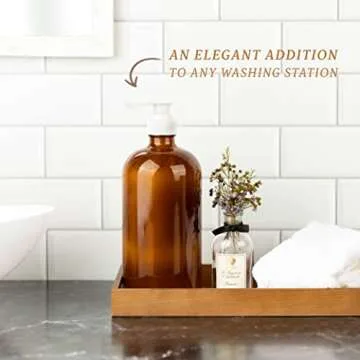 32 Ounce Glass Pump Dispenser Bottle, Large Amber Container with Pump for Shower and Bath Shampoo Soap Conditioner Lotion - 1 Liter - by Kitchentoolz