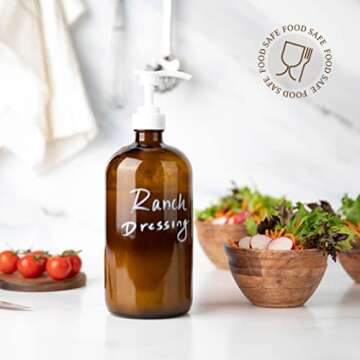 32 Ounce Glass Pump Dispenser Bottle, Large Amber Container with Pump for Shower and Bath Shampoo Soap Conditioner Lotion - 1 Liter - by Kitchentoolz