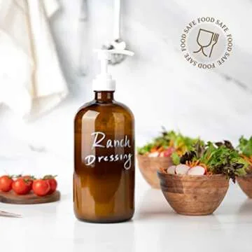 32 Ounce Glass Pump Dispenser Bottle, Large Amber Container with Pump for Shower and Bath Shampoo Soap Conditioner Lotion - 1 Liter - by Kitchentoolz