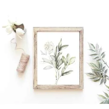 Botanical Watercolor Art Prints (Set of 4) - 8x10 (Unframed) | Boho Leaves and Flowers Wall Decor | Minimalist Floral Artwork for your Home, WFH Office, Kitchen, Dining Room, Bedroom, and Bathroom