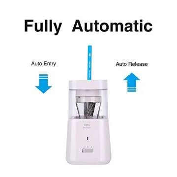 Deli Fully Automatic Electric Pencil Sharpener Heavy Duty Rechargeable Pencil Sharpener Plug in for No.2 / Colored Pencils (6-8mm) Best for Kids School Classroom Office Home(White)