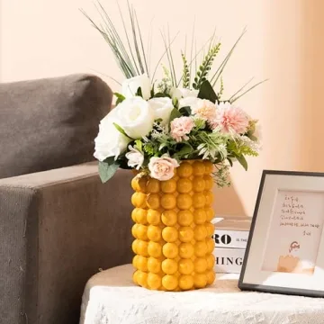 Anding Yellow Ceramic Vase for Modern Home Decor