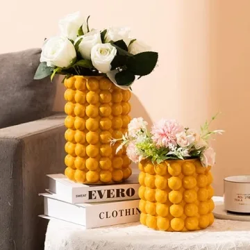 Anding Yellow Ceramic Vase for Modern Home Decor