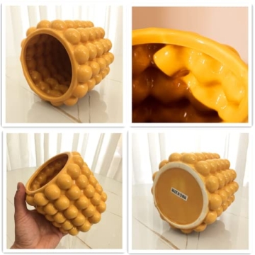 Anding Yellow Ceramic Vase for Modern Home Decor