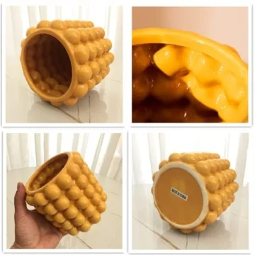 Anding Yellow Ceramic Vase for Modern Home Decor