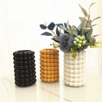 Anding Yellow Ceramic Vase for Modern Home Decor