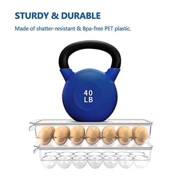 GLSOGL Kitchen Clear Plastic Egg Holder, BPA Free PET Egg Storage Container with Lid, Stackable Refrigerator/Fridge Storage Container, 14-Egg Box, Pack of 2