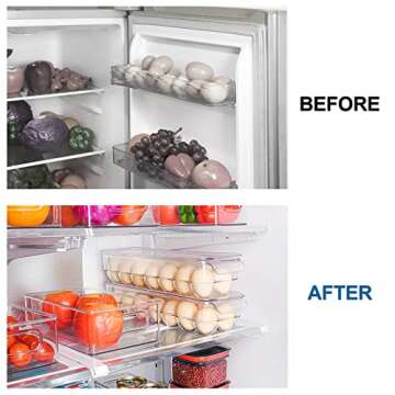 GLSOGL Kitchen Clear Plastic Egg Holder, BPA Free PET Egg Storage Container with Lid, Stackable Refrigerator/Fridge Storage Container, 14-Egg Box, Pack of 2