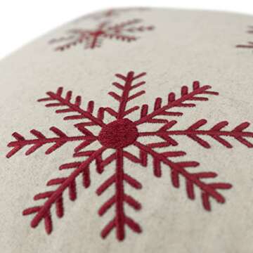 JWH Christmas Snowflake Pillow Covers Decorative Throw Pillow Red Cushion Cover Embroidered Accent Pillow Case Winter Holiday Pillowcase Decor Farmhouse Bedroom Couch 18x18 Inch Beige Red