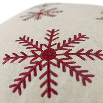 JWH Christmas Snowflake Pillow Covers Decorative Throw Pillow Red Cushion Cover Embroidered Accent Pillow Case Winter Holiday Pillowcase Decor Farmhouse Bedroom Couch 18x18 Inch Beige Red