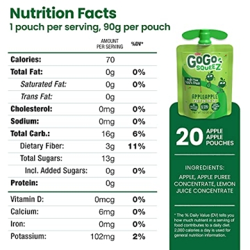 GoGo squeeZ Apple Snacks 20 Pack, Gluten & Nut Free