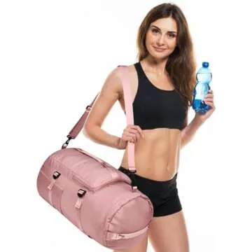 Gym Bag for Women and Men Sports Duffle Bag Travel Backpack Weekender Overnight Bag with Shoes Compartment Pink - MIYCOO