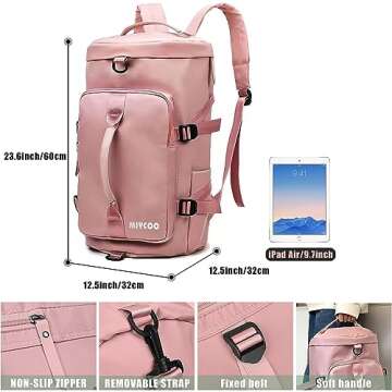 Gym Bag for Women and Men Sports Duffle Bag Travel Backpack Weekender Overnight Bag with Shoes Compartment Pink - MIYCOO