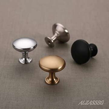 Alzassbg 10 Pack Champagne Bronze Cabinet Knobs, 1-1/8 Inch Diameter Kitchen Cabinet Hardware Round Knobs for Cabinets and Drawers AL6011TGP