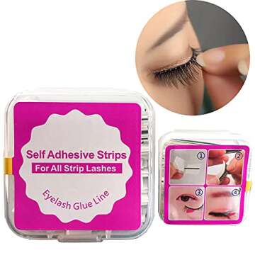 Self Adhesive Lash Strips for Fake Eyelashes, No Glue Apply False Lashes 50 Pieces (Black)