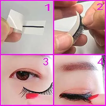 Self Adhesive Lash Strips for Fake Eyelashes, No Glue Apply False Lashes 50 Pieces (Black)