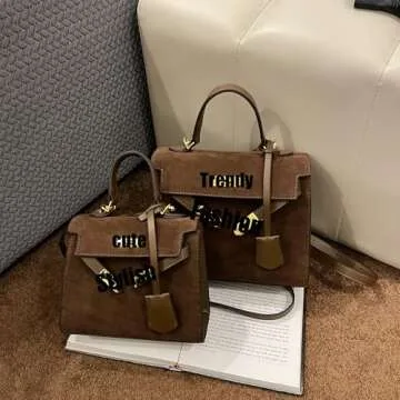 Top Handle Satchel Vintage Top Handle Bag Suede Leather Women Handbags Purse Mini Satchel Bags Shoulder Bag for Women