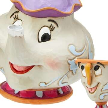 Disney Traditions by Jim Shore Beauty and the Beast Mrs. Potts and Chip Stone Resin Figurine, 4.15"