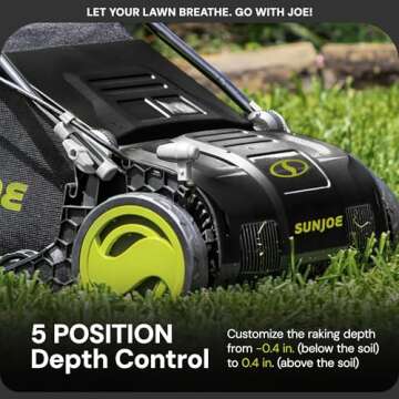 Sun Joe 13 Amp Electric Dethatcher and Scarifier with Removeable 13.2 Gallon Bag, Black/Green