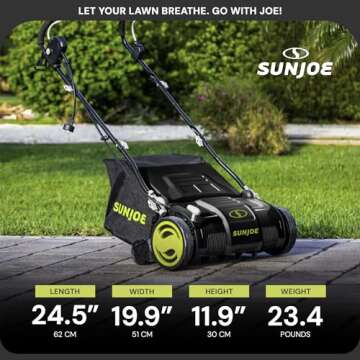 Sun Joe 13 Amp Electric Dethatcher and Scarifier with Removeable 13.2 Gallon Bag, Black/Green