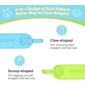 MORLIKE LIVING Baby Nose and Ear Cleaner Tool, Soft Flexible Rubber Nasal Booger Picker for Newborns...