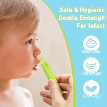 MORLIKE LIVING Baby Nose and Ear Cleaner Tool, Soft Flexible Rubber Nasal Booger Picker for Newborns and Infants, Dual Ear Wax and Snot Remover, Essential Baby Care Products