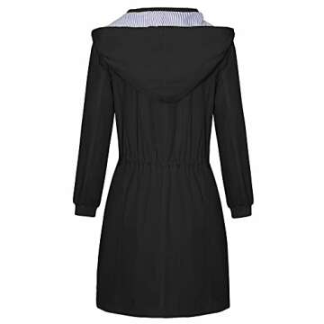 Bloggerlove Raincoat Women Long Hooded Trench Coats Lined Windbreaker Waterproof Travel Jackets Blac...