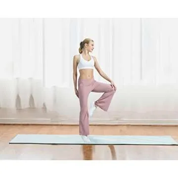 KuaCua Flare Leggings for Women,Crossover Flare Leggings with Pockets High Waist Bell Bottom Leggings Workout Ribbed Pants