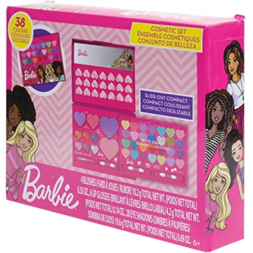 Barbie Beauty Compact Set for Kids Ages 6+ with Eye Shadows and Gloss