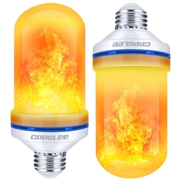 CPPSLEE LED Flame Light Bulbs - 4 Modes Flickering, E26 Base, Perfect for Holidays