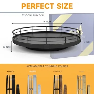 Stylish 9" Oak Turntable Bathroom Vanity Tray for Gifts