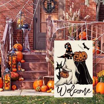 AVOIN colorlife Welcome Halloween Trick Or Treat Garden Flag 12 x 18 Inch Double Sided, Ghost Jack O...