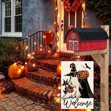 AVOIN colorlife Welcome Halloween Trick Or Treat Garden Flag 12 x 18 Inch Double Sided, Ghost Jack O Lantern Bat Holiday Yard Outdoor Decorative Flag