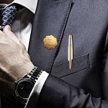 Unibene 6 Pack Steel & Gold Stainless Steel Ballpoint Pens Black Ink Medium Point, Slim Metallic Ret...