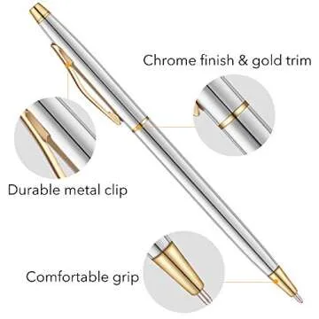 Unibene 6 Pack Slim Metal Ballpoint Pens for Stylish Writing